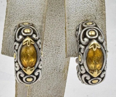 Pendientes de medio aro John Hardy de plata de ley y oro de 18 quilates citrino amarillo para dama Foto 1 de 4