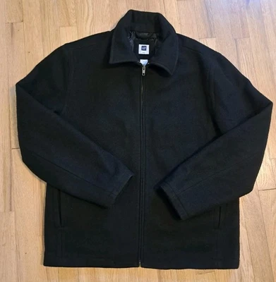 VTG Mens Gap Coat Jacket Wool Blend Black Winter Fall Quilted Lining Size M  GUC - Image 1 of 4