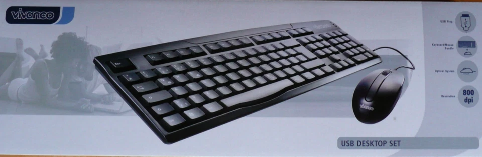 Vivanco Tastatur Maus USB Desktop Set BK 22547  -NEU- orginalverpackt  unbenutzt - Bild 1 von 4