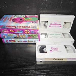 Barney & Friends Lot 7 VHS Tapes Zoo Santa Live Songs Friends - Imagen 1 de 3