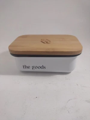 Metal Butter Dish  Unbreakable, Airtight, Rustproof, Bamboo Lid 6" x 2.5".    D1 - Image 1 of 4