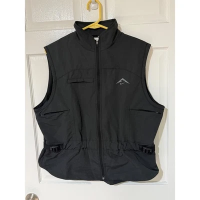 Nike Trail Vest Womens XL Black Full Zip Sleeveless Running Training Pockets - Image 1 of 4