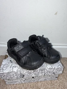 Clarks Stompo Boys Black Leather School Shoes Trainers UK Size 7H RRP £52 - Picture 1 of 6