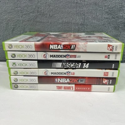 Lote de 6 Videojuegos Xbox 360: NBA 2K11&13, Madden 12&25, Nascar 14, Tony Hawks Foto 1 de 4