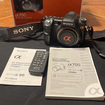 Sony Alpha A700 DSLR Camera 12.2MP Body Only With Remote Strap Manual READ - Image 1 of 4