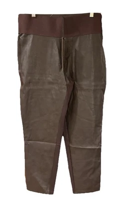 Pantalones DG2 By Diane Gilman Imitación Cuero/PONTE Marrón LP Foto 1 de 4