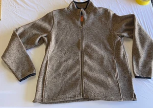 Johnston & Murphy Full Zip Fleece Sweater Jacket Large Brown Thumb Hole - Picture 1 of 16