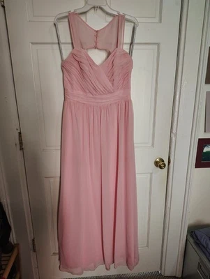 Vestido formal feminino Alfred Angelo rosa pálido comprimento do chão dama de honra tamanho 12 - Imagem 1 de 4