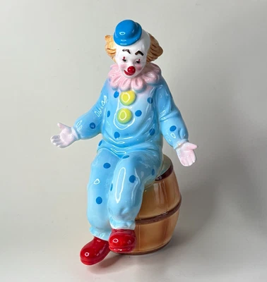 Vintage Ceramic Clown Money Box Sitting on Barrel Collectable Made Japan 1980s - Image 1 of 4