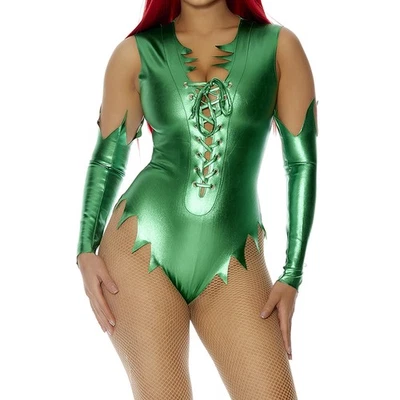 Women's Pretty Poisonous Metallic Jagged Bodysuit and Gauntlets - Image 1 of 3