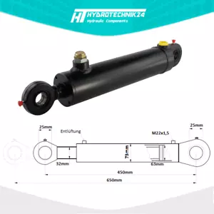 Hydraulikzylinder einfachwirkend 63/32 Hub 200 mit Gelenkaugen 25mm - Bild 1 von 1