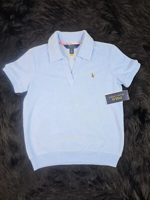 Polo Ralph Lauren Niños Azul Cuello en V - Talla L (12-14) Toalla Sensación Nuevo con Etiquetas Foto 1 de 4