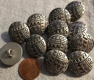 12 MATTE Silver Tone Domed ALL PLASTIC Shank Buttons 13/16" 21mm 2844 - Picture 1 of 1