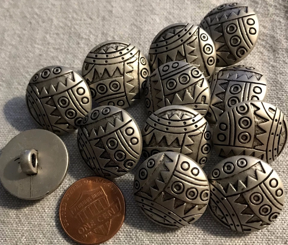 12 MATTE Silver Tone Domed ALL PLASTIC Shank Buttons 13/16" 21mm 2844 - Image 1 of 1