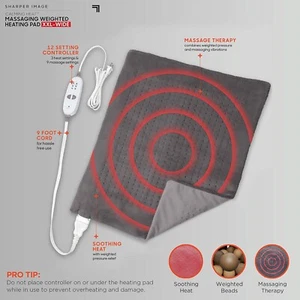 Sharper Image Calming Heat Massaging Weighted Heating Pad, XXL-Wide - Picture 1 of 2
