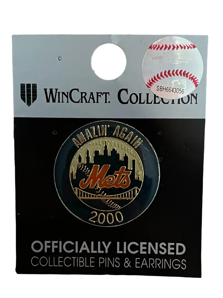 New York Mets “Amazin’ Again” 2000 MLB Baseball Season Logo Pin - Image 1 of 1