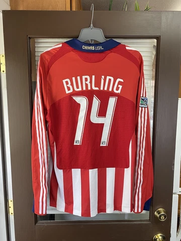 Authentic Chivas USA Club #14 Bobby Burling Long Sleeve MLS Soccer Jersey Kit Cover