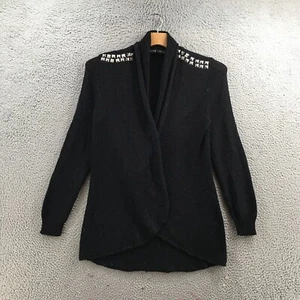 Rock & Republic cardigan maglione donna L nero manica lunga borchie aperto davanti - Foto 1 di 14
