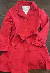 Gymboree New York Girl Jacket Red Trench Belt Ruffle Bows Girls Sz 6 2009 BTS! - Picture 1 of 6
