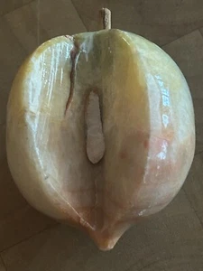 Vintage italienische MCM handgeschnitzte Marmor Stein Alabaster Obst ~ Apfel Pfirsich - Bild 1 von 12