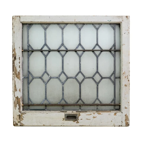 Antique Frosted Diamond Leaded Pine Frame Window Cover