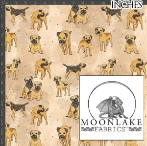 Border Terrier, Sketch n Painted, 100% Quality Cotton Poplin Fabric *Exclusive* - Picture 1 of 2
