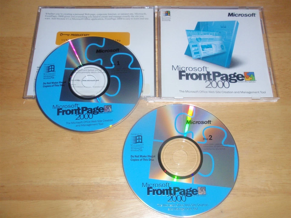 Microsoft FrontPage 2000 PC 2 CD-ROM Full Retail Version Windows 95/98/NT/2000 - Image 1 of 1