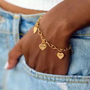 Heart Charm Bracelets - Personalised Heart Charms - Gift For Her - Picture 1 of 12