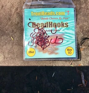 Troutbeads Hooks, One 25 Pack, Size # 10, Red Finish - Picture 1 of 1