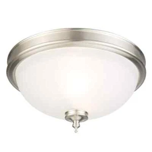 Hampton Bay Eastpoint 13 in. Brushed Nickel Flush Mount Light with Frosted Shade - Picture 1 of 8