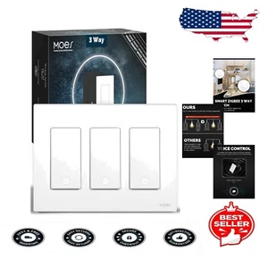 Sleek Zigbee 3 Gang Smart Wall Switch - Single Pole & Remote Control Enabled - Picture 1 of 8