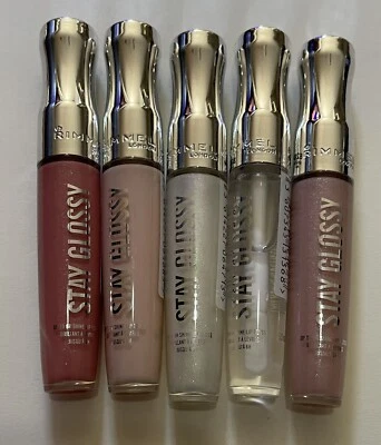 Brillo de labios Rimmel Stay Glossy hasta 6h brillo (5,5 ml/0,18 fl. oz) lote de 5 Foto 1 de 2