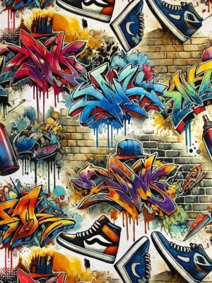 Sweat French Terry Kinderstoff Digitaldruck Pop Art - Bild 1 von 2