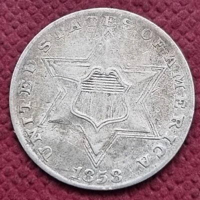 1858 Three Cent Piece Silver Trime 3c High Grade AU #34519 - Image 1 of 2