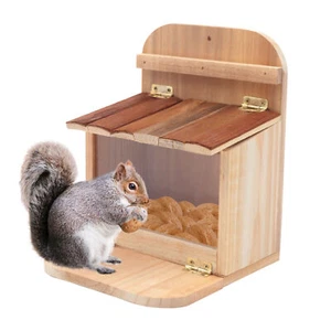 Outdoor Squirrel Feeder Hanging Squirrel Feeding Box Wooden House fit Yard Tree - Picture 1 of 12