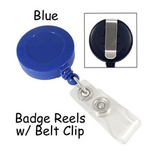 10 Blue Id Badge Reels Lanyards w/ Belt Clip & Plastic Strap - Usa Free Shipping