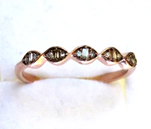 Anillo de diamantes champán natural / talla 9 / oro rosa de 14 quilates sobre plata de ley 925 - Imagen 1 de 5