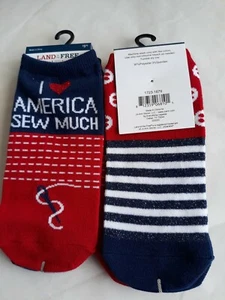 Calcetines de corte bajo novedad patriótica para damas 4 de julio/varios estilos-2 pr por paquete-nuevos - Imagen 1 de 4