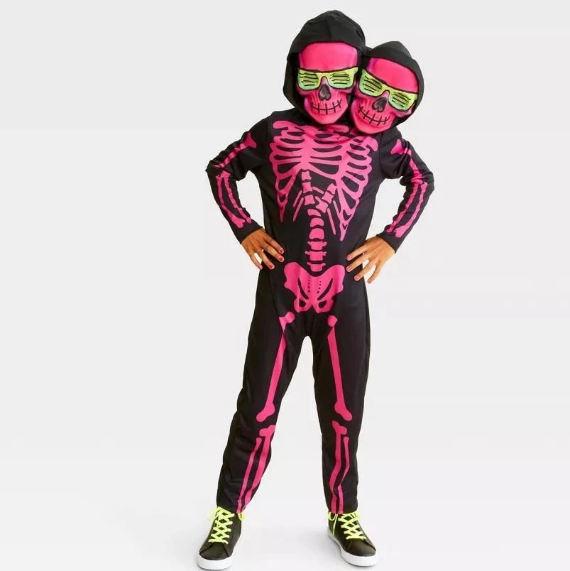 Niños Hyde & Eek ESQUELETO DE DOS CABEZAS Halloween Disfraz Mono Talla M L XL NUEVO CON ETIQUETAS Foto 1 de 1