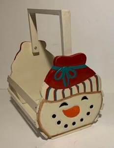 Snowman Wooden basket - Picture 1 of 2