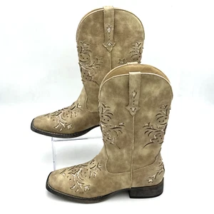 Roper Western Boots Kennedy Square Toe Womens Size 10.5 Tan 09-021-1903-1656 - Picture 1 of 13