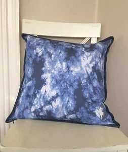 POLO RALPH LAUREN Blue Tie Dyed Decorative Pillow 20”x20” Embroidered Logo - New - Picture 1 of 6