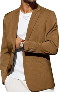 PJ PAUL JONES Mens Blazer Casual Sport Coat Slim Fit Coffee Lightweight Two B... - Picture 1 of 7