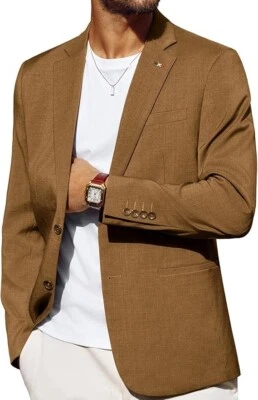PJ PAUL JONES Mens Blazer Casual Sport Coat Slim Fit Coffee Lightweight Two B... - Image 1 of 4