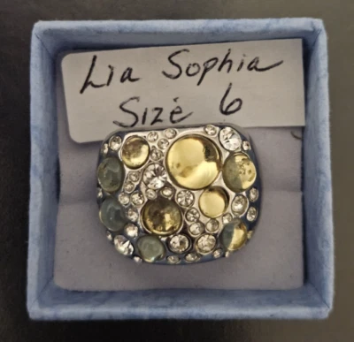 Anillo Lia Sophia "Rock Candy" - Tono Cristal y Plata - Talla 6 - Grueso Bling Foto 1 de 4
