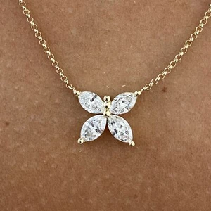 14k Yellow Gold Chain Necklace 1.17ct F/VS Mix Shape Lab Created Diamond - Picture 1 of 7