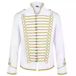 New White Parade Hussar Jacket Gold Braiding Men Military Jacket With Fast Ship - Picture 1 of 5