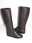 Donna Karan New York Chocolate Brown Pebble Leather Wedge Knee High Boots 8 