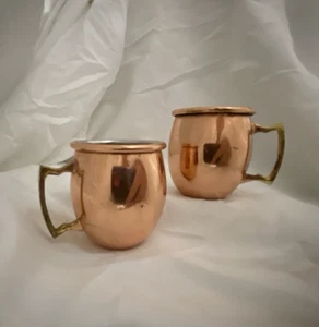 Set of 2 Fly Beyond Grey Goose Copper Moscow Mule Mugs with Brass Handle - Picture 1 of 13