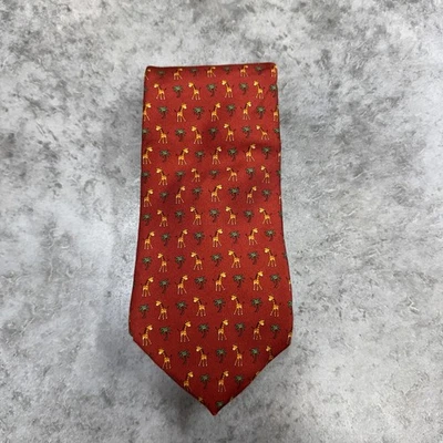Corbata Brooks Brothers para hombre jirafa roja palmera seda hecha en EE. UU. Italia Foto 1 de 4